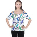 Birds and flowers - blue Women s Cutout Shoulder Tee View1