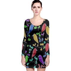 Birds And Flowers 2 Long Sleeve Bodycon Dress