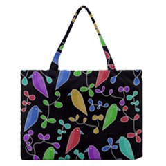 Birds And Flowers 2 Medium Zipper Tote Bag