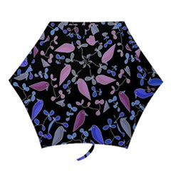 Flowers And Birds - Blue And Purple Mini Folding Umbrellas