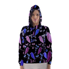 Flowers And Birds - Blue And Purple Hooded Wind Breaker (women) by Valentinaart