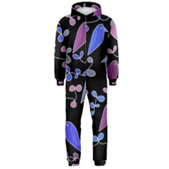 Flowers And Birds - Blue And Purple Hooded Jumpsuit (men) 