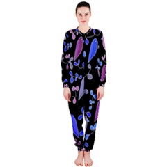 Flowers And Birds - Blue And Purple Onepiece Jumpsuit (ladies) 