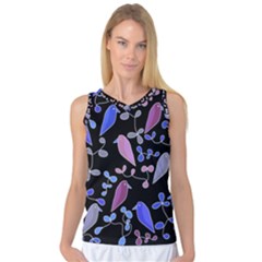 Flowers And Birds - Blue And Purple Women s Basketball Tank Top