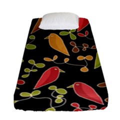 Flowers And Birds  Fitted Sheet (single Size)