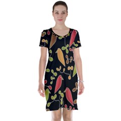 Flowers And Birds  Short Sleeve Nightdress