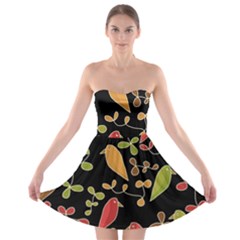 Flowers And Birds  Strapless Bra Top Dress