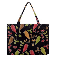 Flowers And Birds  Medium Zipper Tote Bag