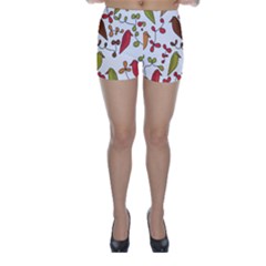 Birds And Flowers 3 Skinny Shorts