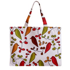 Birds And Flowers 3 Zipper Mini Tote Bag