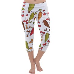 Birds And Flowers 3 Capri Yoga Leggings