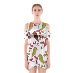 Birds And Flowers 3 Cutout Shoulder Dress