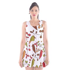 Birds And Flowers 3 Scoop Neck Skater Dress