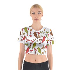 Birds And Flowers 3 Cotton Crop Top