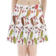 Birds And Flowers 3 Pleated Mini Skirt