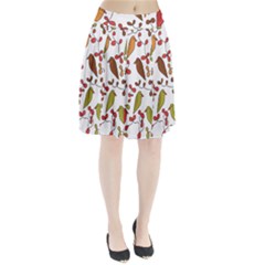 Birds And Flowers 3 Pleated Skirt by Valentinaart