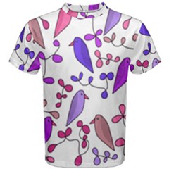 Flowers And Birds Pink Men s Cotton Tee by Valentinaart