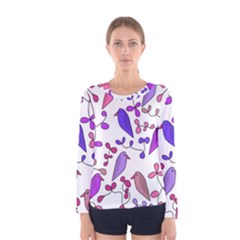 Flowers And Birds Pink Women s Long Sleeve Tee