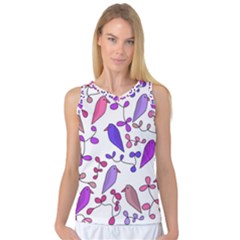 Flowers And Birds Pink Women s Basketball Tank Top