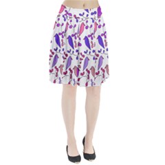 Flowers And Birds Pink Pleated Skirt by Valentinaart