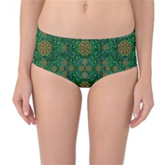 Magic Peacock Night Mid-Waist Bikini Bottoms