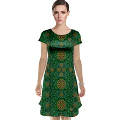 Magic Peacock Night Cap Sleeve Nightdress