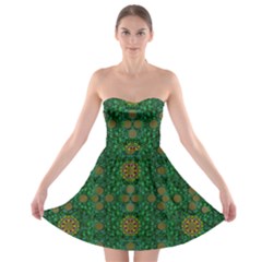 Magic Peacock Night Strapless Bra Top Dress