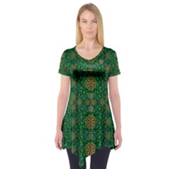 Magic Peacock Night Short Sleeve Tunic 