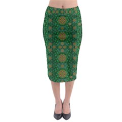 Magic Peacock Night Midi Pencil Skirt