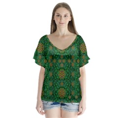 Magic Peacock Night Flutter Sleeve Top