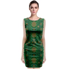 Magic Peacock Night Sleeveless Velvet Midi Dress