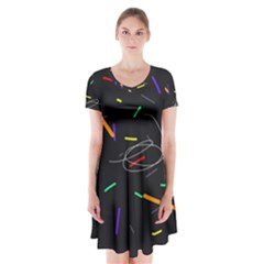 Colorful Beauty Short Sleeve V-neck Flare Dress