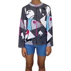 Abstract Bird Kids  Long Sleeve Swimwear