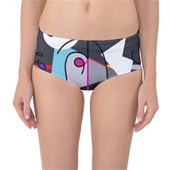 Abstract Bird Mid-waist Bikini Bottoms