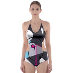 Abstract Bird Cut-out One Piece Swimsuit