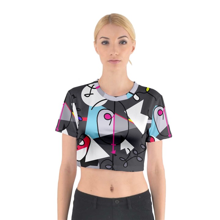 Abstract bird Cotton Crop Top