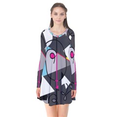 Abstract Bird Flare Dress