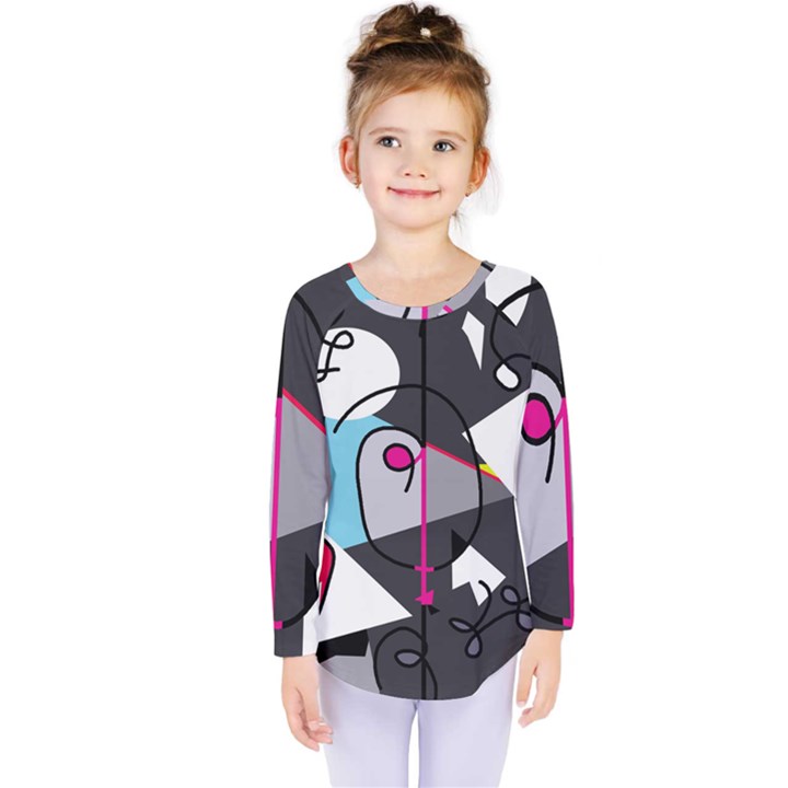 Abstract bird Kids  Long Sleeve Tee