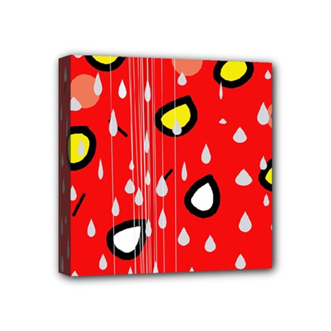 Rainy Day - Red Mini Canvas 4  X 4 