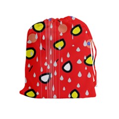 Rainy Day - Red Drawstring Pouches (extra Large) by Moma