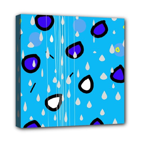 Rainy Day - Blue Mini Canvas 8  X 8 