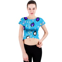 Rainy Day - Blue Crew Neck Crop Top by Moma