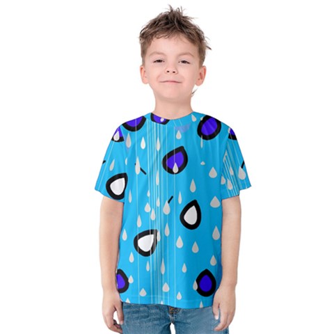 Rainy Day - Blue Kids  Cotton Tee by Moma