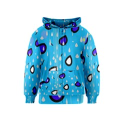 Rainy Day - Blue Kids  Zipper Hoodie by Moma