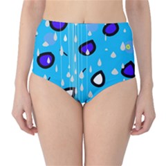 Rainy Day - Blue High-waist Bikini Bottoms