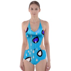 Rainy Day - Blue Cut-out One Piece Swimsuit by Moma