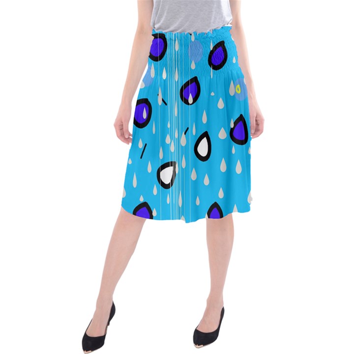 Rainy day - blue Midi Beach Skirt