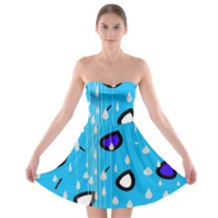 Rainy Day - Blue Strapless Bra Top Dress