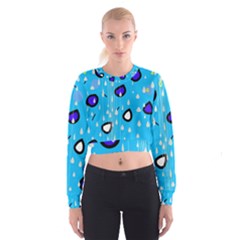 Rainy Day - Blue Women s Cropped Sweatshirt by Moma