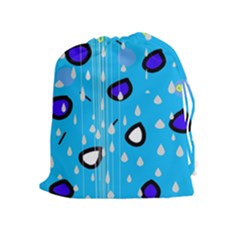 Rainy Day - Blue Drawstring Pouches (extra Large)